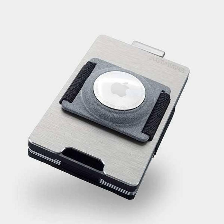 AVIATOR Smart Wallet Slide Gebürstetes Silber AirTag Clip  