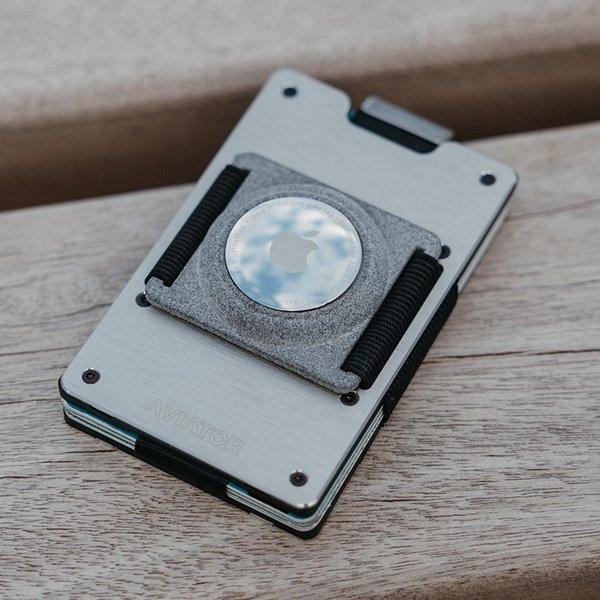 AVIATOR Smart Wallet Slide Brushed Silver AirTag Clip  