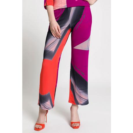 Ulla Popken  Pantalon en tissu fluide, imprimé, jambes larges et droites, ceinture élastique 