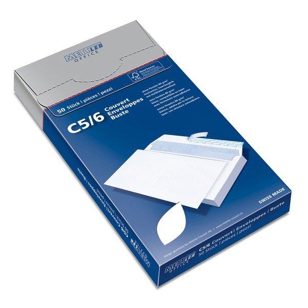 METTLER METTLER Couvert ohne Fenster C5/6 7066-80-S50 80g,hochweiss,Kleber 50 Stk.  