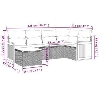 VidaXL Ensemble de canapés de jardin rotin synthétique  