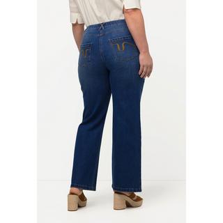 Ulla Popken  Jeans modello Mary in cotone biologico con taglio della gamba ampio e cintura comoda 