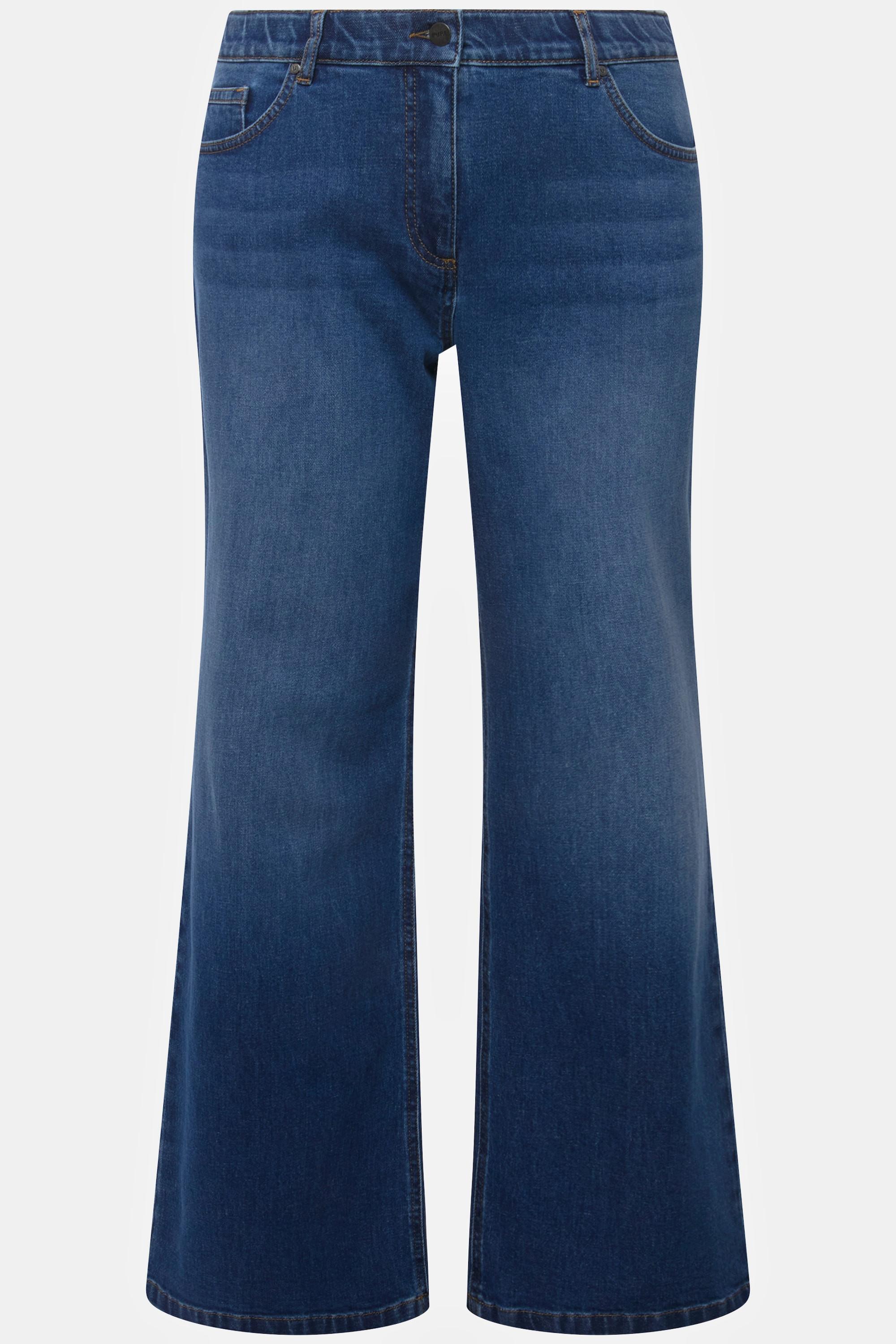 Ulla Popken  Jeans modello Mary in cotone biologico con taglio della gamba ampio e cintura comoda 