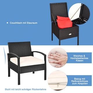 Northio Ensemble de meubles de patio 3 pièces, ensemble de conversation en rotin PE toutes saisons, noir  