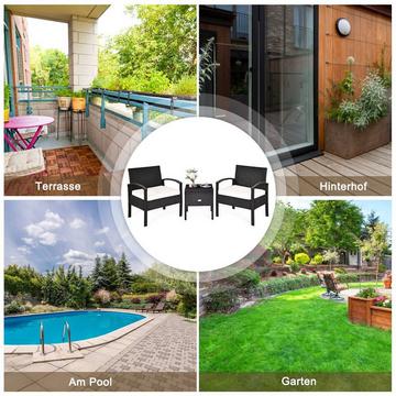 Set di mobili da giardino 3 pezzi Set da conversazione in rattan PE per tutte le stagioni Nero