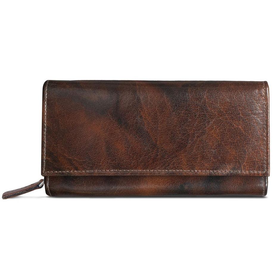 Only-bags.store Vintage Leder Geldbörse Geldbörse groß mit vielen Fächern RFID Blocker  