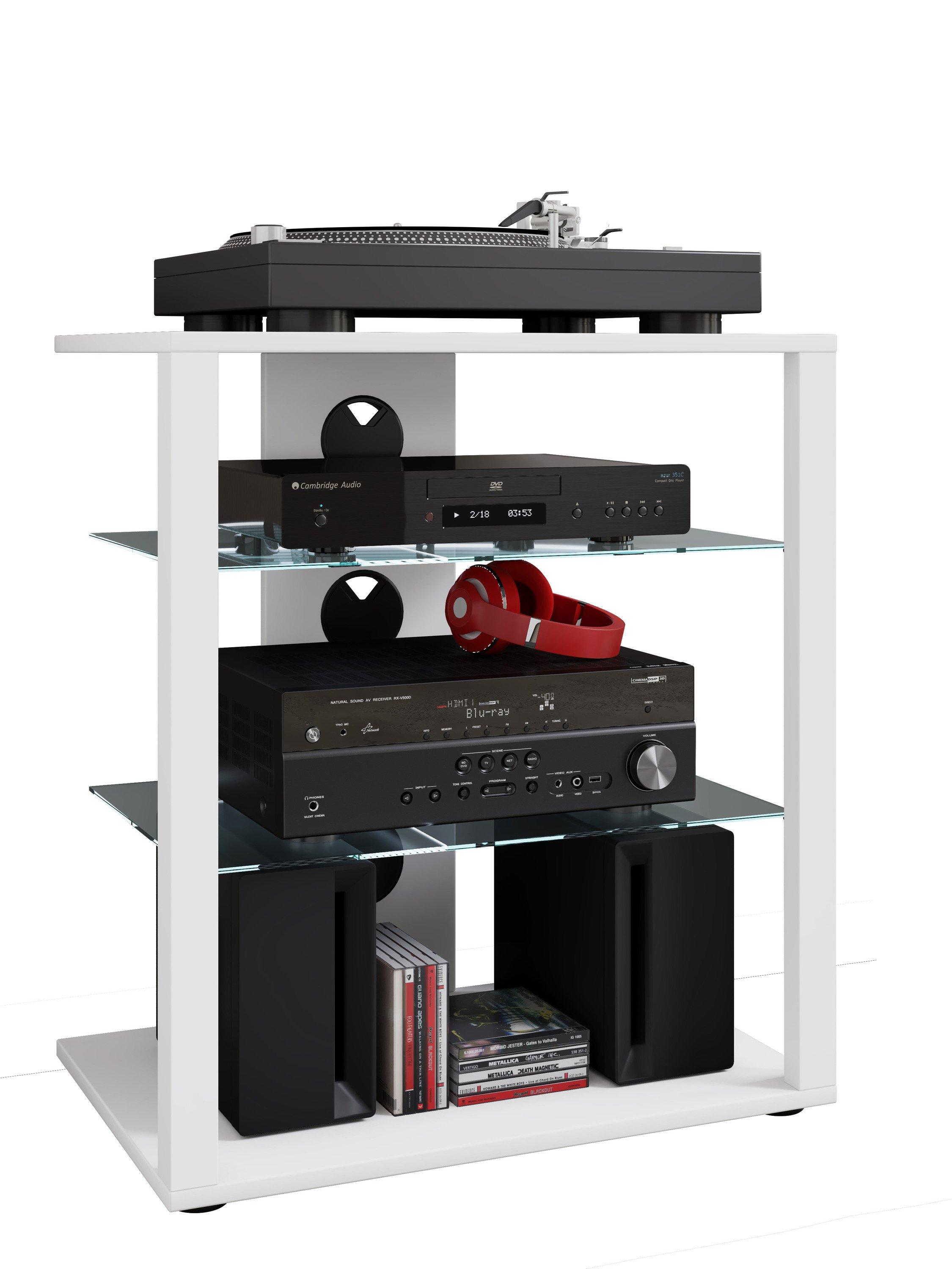 VCM  Meubles Hifi Rack Armoire Phono Etagère en verre Phono Mediaregal Folus Meubles Hifi Rack Armoire Phono Etagère en verre Phono Mediaregal Folus 