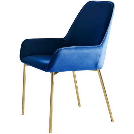 mutoni Chaise de salle à manger en velours bleu, lot de 2  