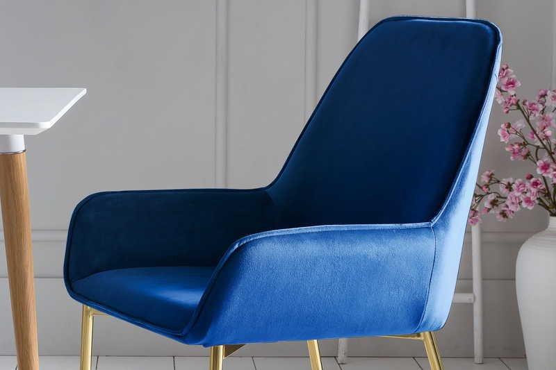 mutoni Chaise de salle à manger en velours bleu, lot de 2  