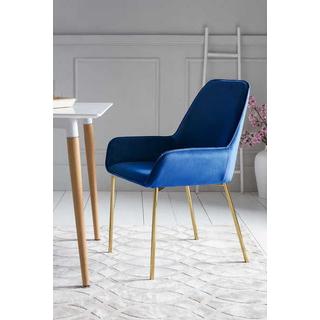 mutoni Chaise de salle à manger en velours bleu, lot de 2  