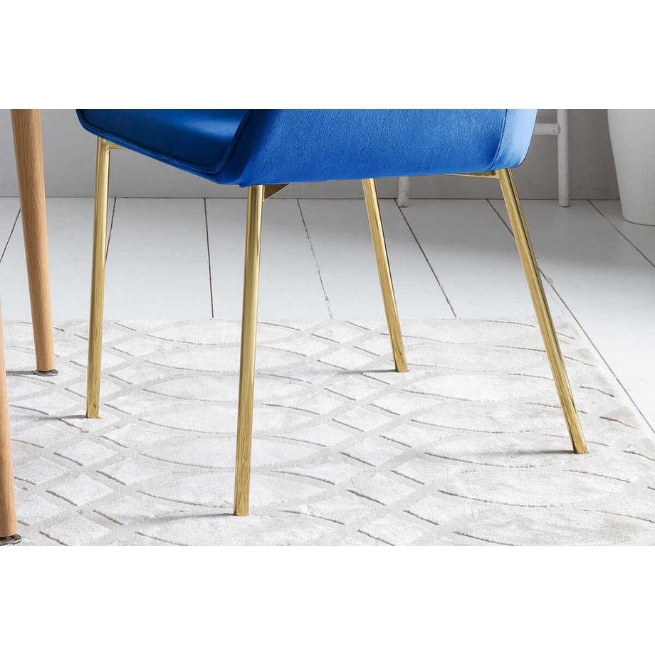 mutoni Chaise de salle à manger bleue velours lot de 2  