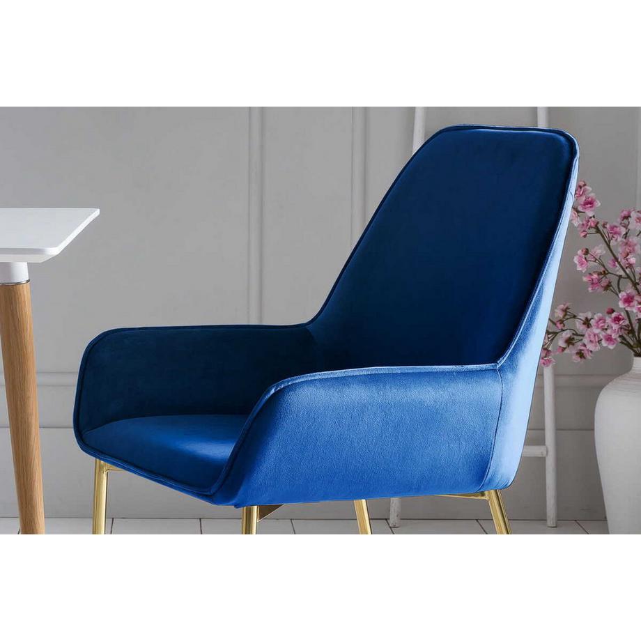 mutoni Chaise de salle à manger bleue velours lot de 2  