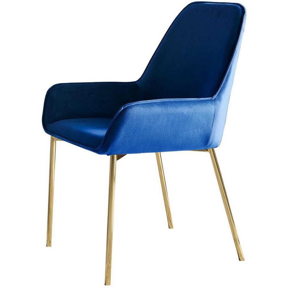 mutoni Chaise de salle à manger bleue velours lot de 2  