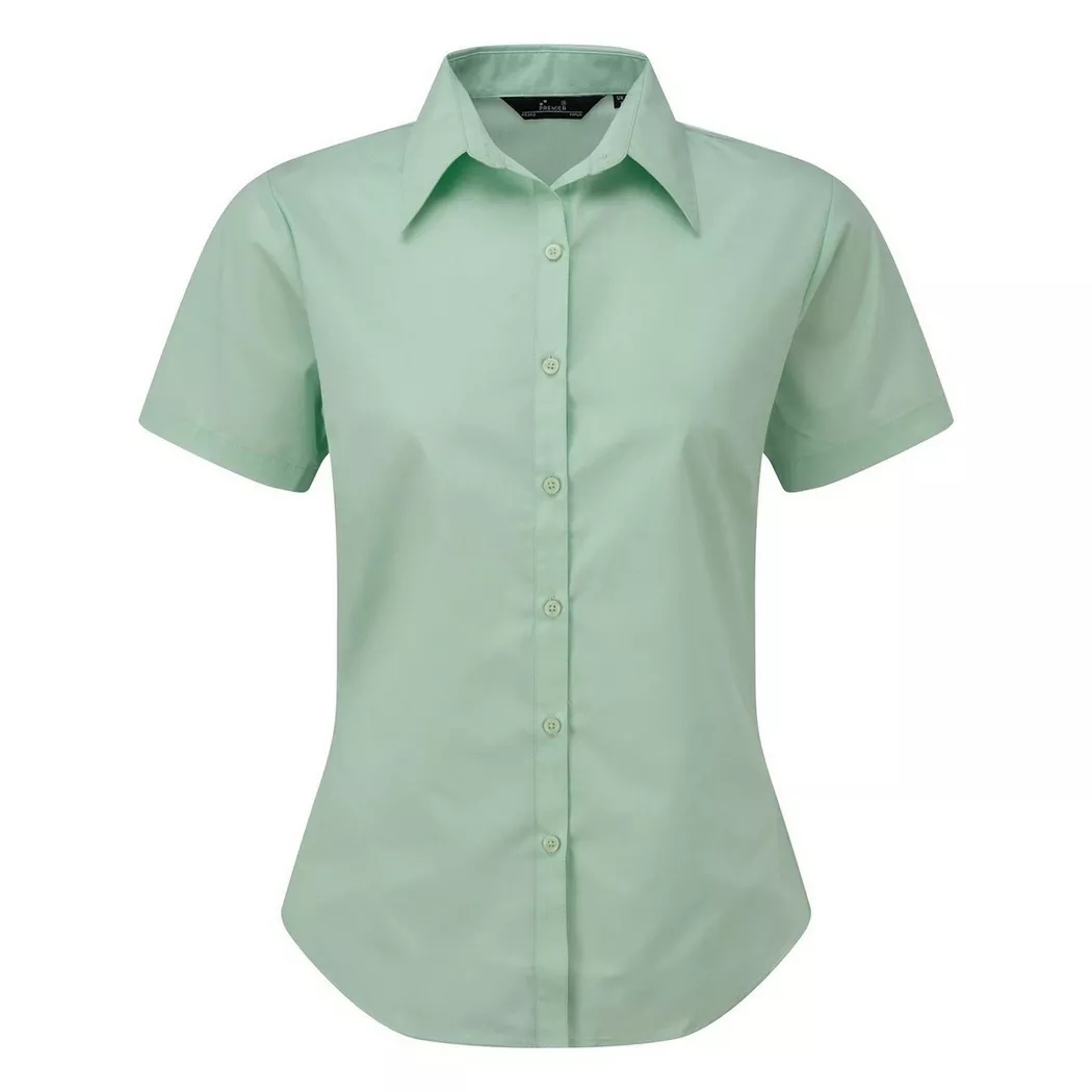 PREMIER - Kurzarm Popeline Bluse Arbeitshemd, für Damen, Aquamarine, Größe 42