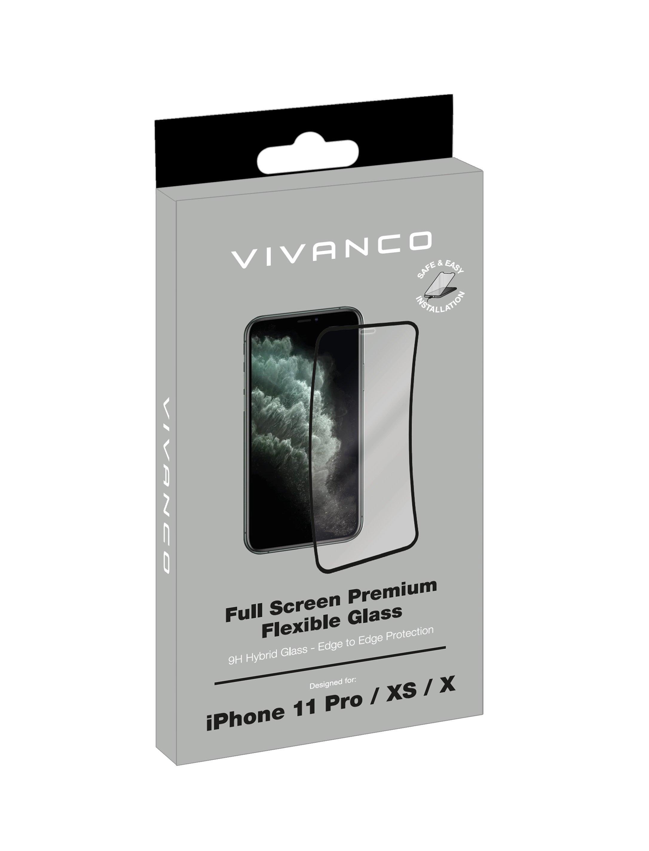 VIVANCO  Verre de d'écran flexible Full Screen Premium pour iPhone11 Pro, iPhone XS, iPhone X 