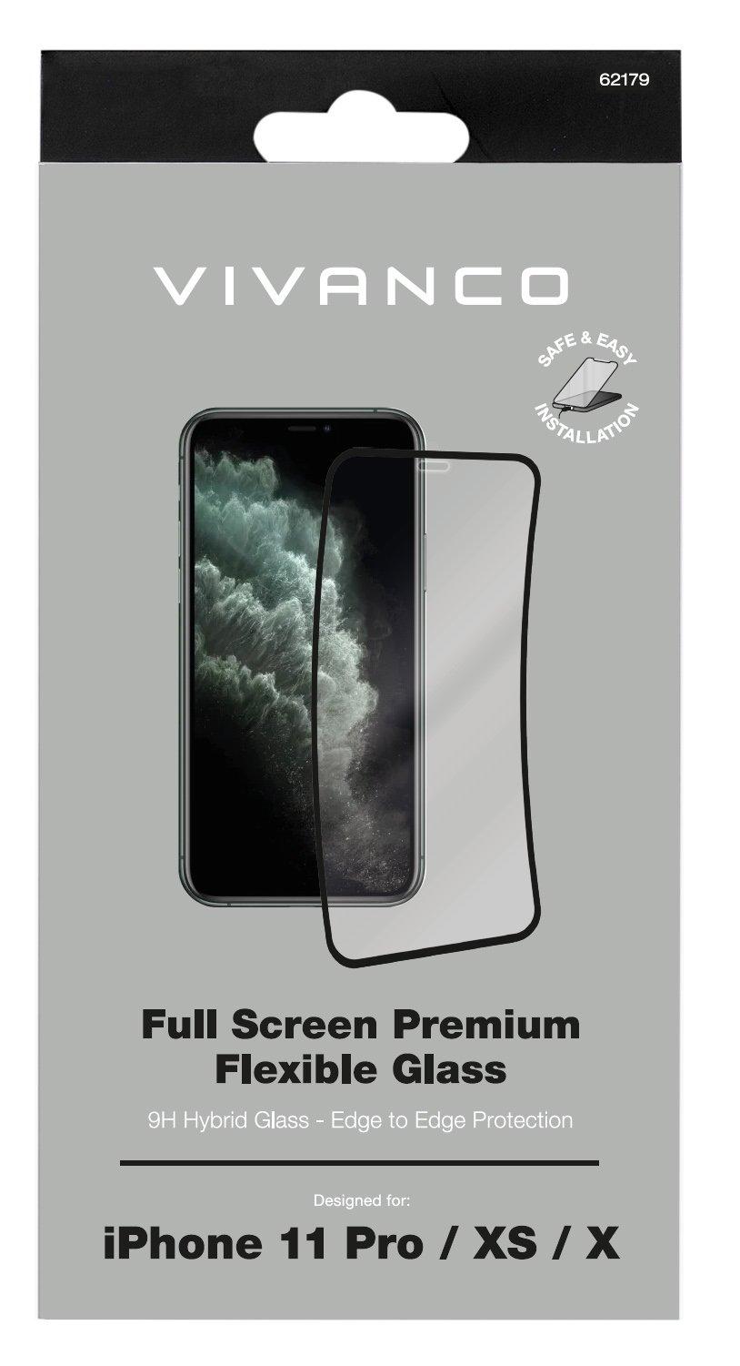 VIVANCO  Verre de d'écran flexible Full Screen Premium pour iPhone11 Pro, iPhone XS, iPhone X 