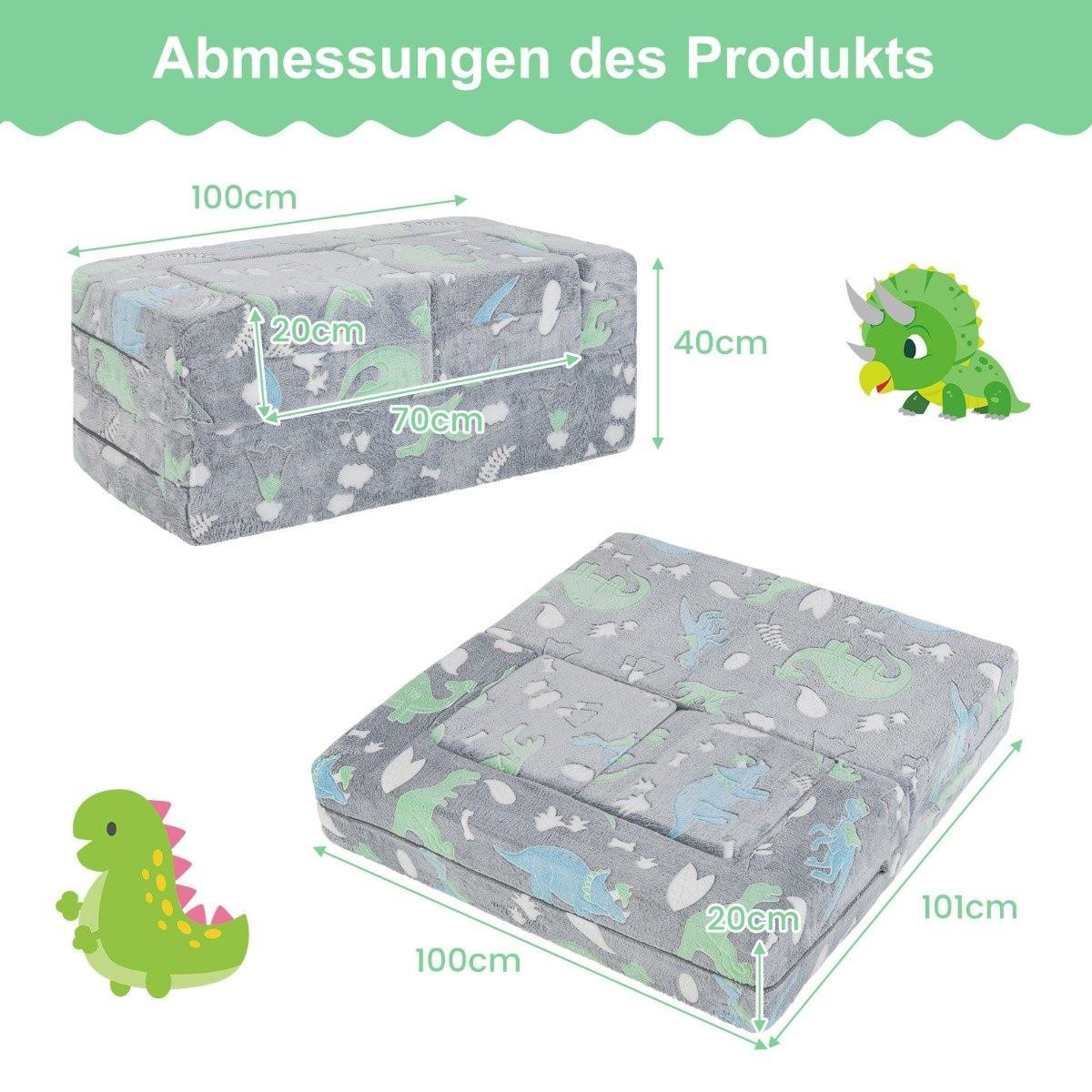 B2X Modulares Kindersofa im Dunkeln leuchtendes Spielsofa Modulsofa Dinosaurier  