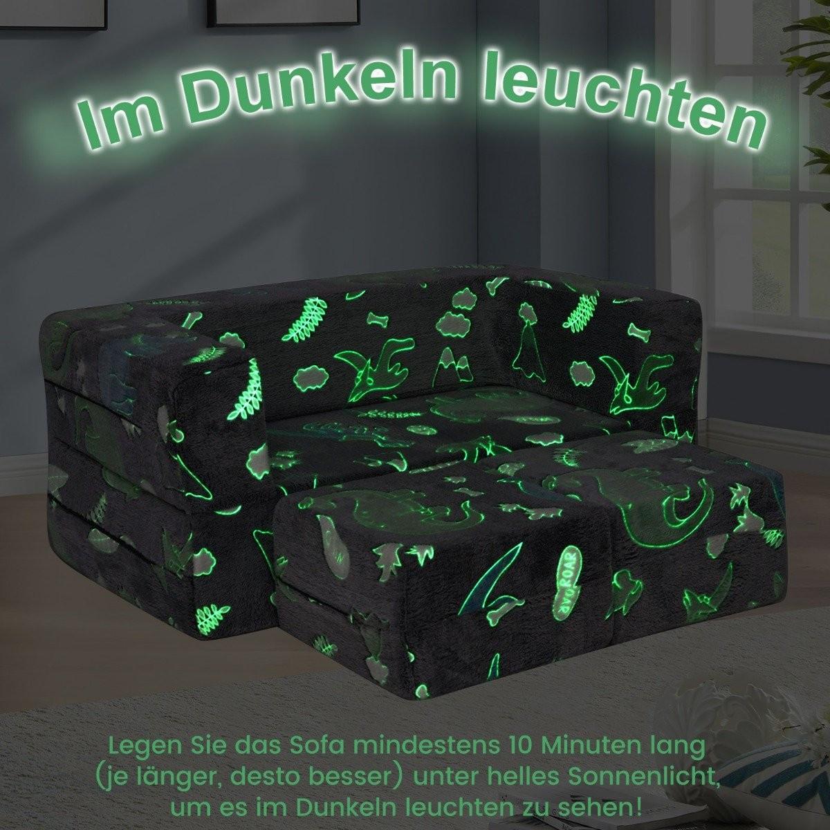 B2X Modulares Kindersofa im Dunkeln leuchtendes Spielsofa Modulsofa Dinosaurier  