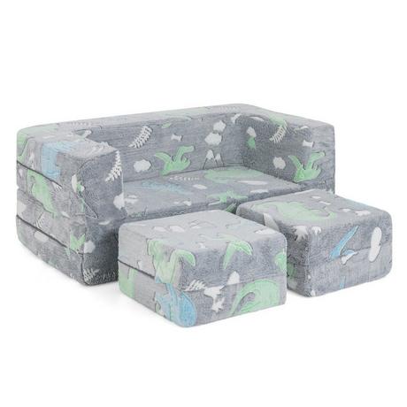 B2X Modulares Kindersofa im Dunkeln leuchtendes Spielsofa Modulsofa Dinosaurier  