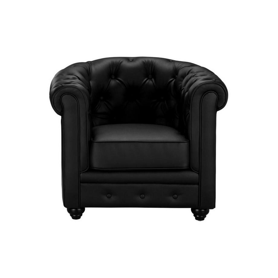 Vente-unique Canapé 3 places et 2 fauteuils CHESTERFIELD - Simili Noir  