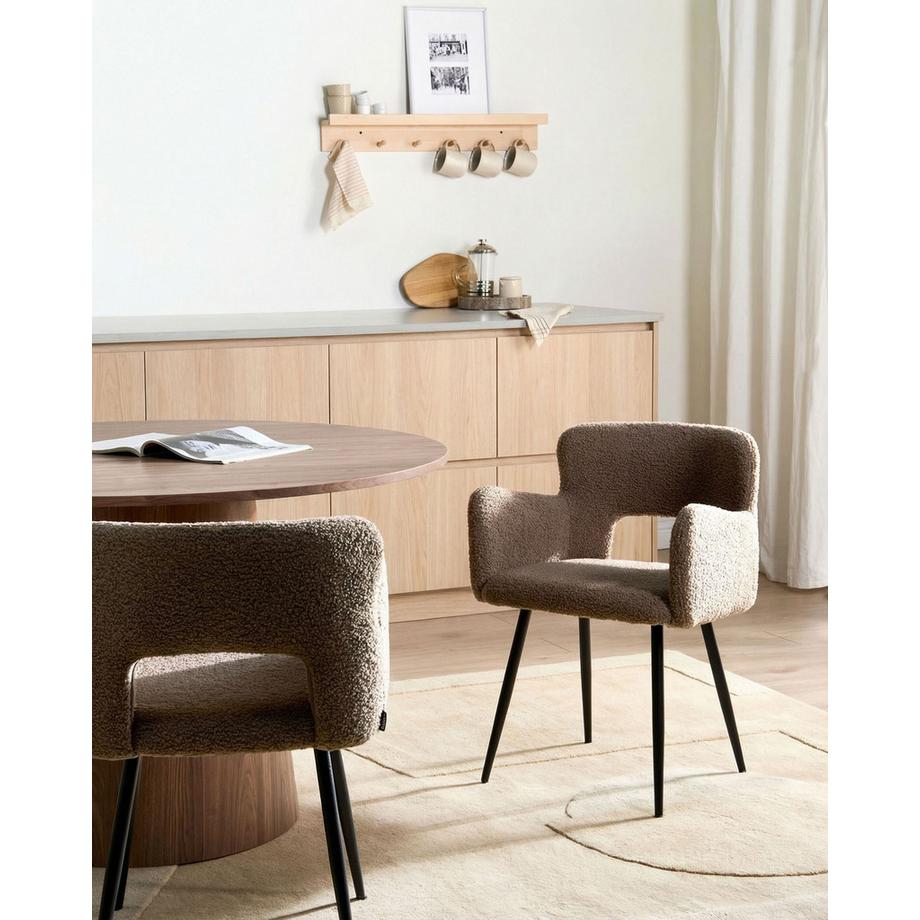 Beliani Esszimmerstuhl 2er Set aus Bouclé Landhausstil SANILAC  