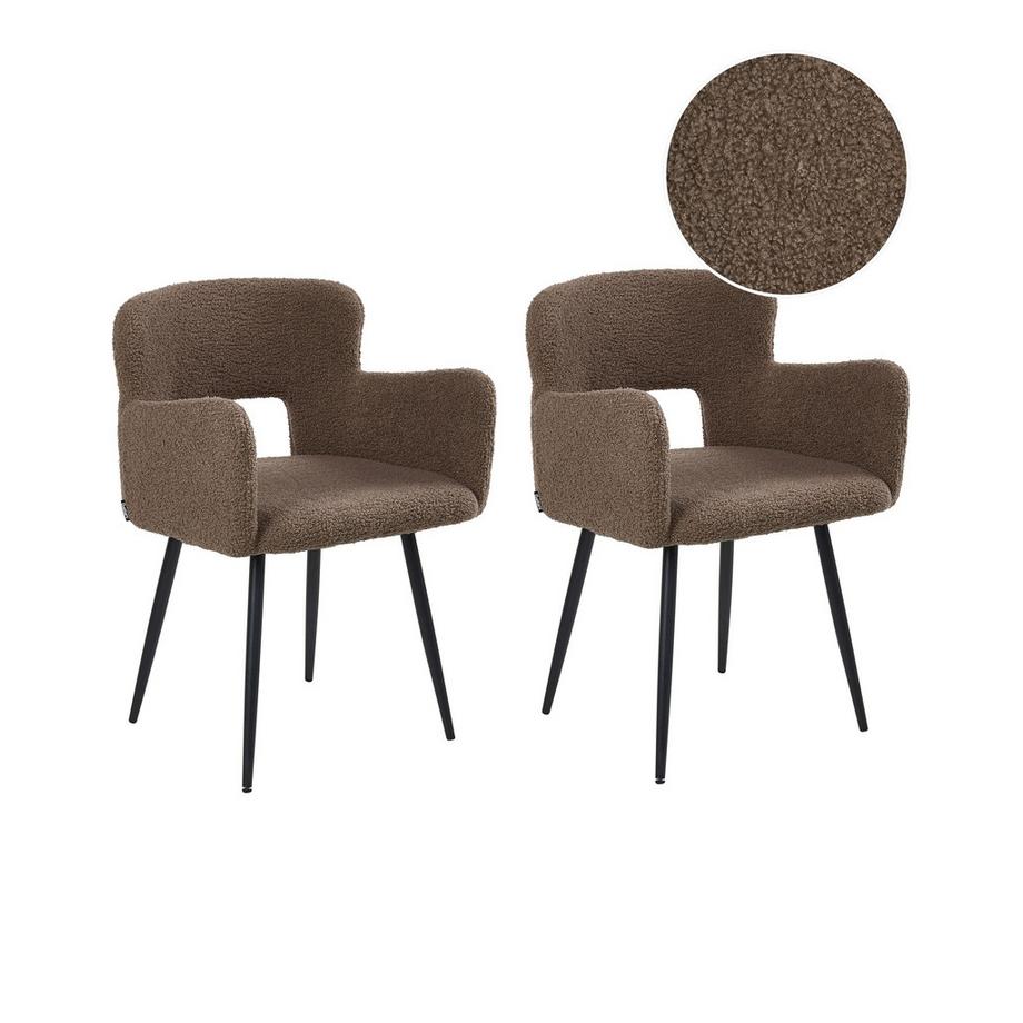 Esszimmerstuhl 2er Set aus Bouclé Landhausstil SANILAC