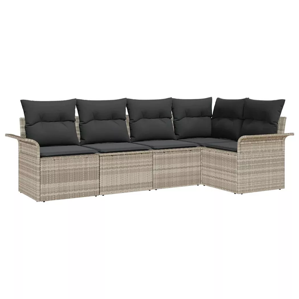 vidaXL Gartensofa-set 5 stk. Hellgrau Poly-Rattan