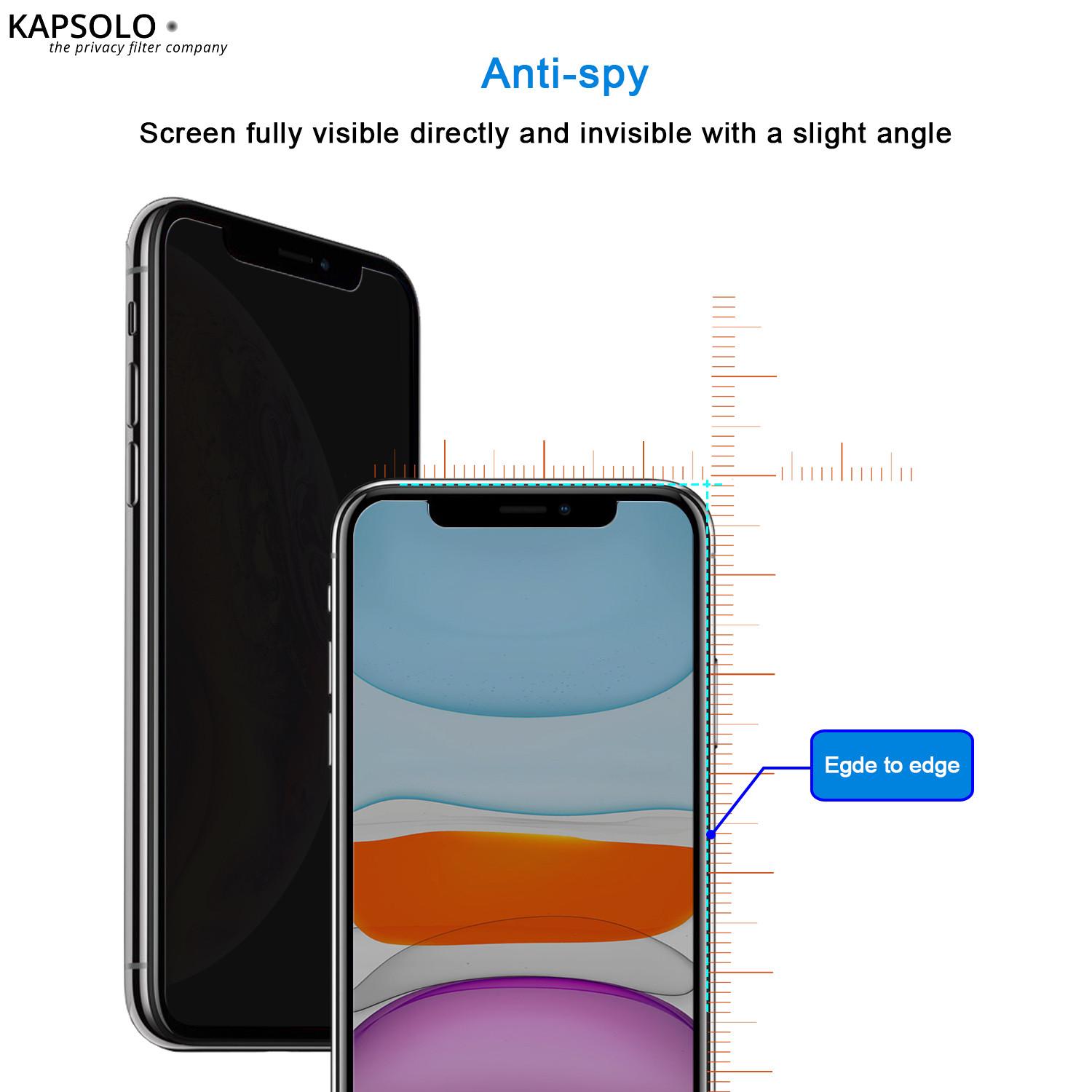 KAPSOLO  Blickschutzfilter Displayglas, vollflächiges gehärtetes Privacy Schutzglas / Temperglas mit abgerundete Kanten, schützen sie ihre sensiblen und privaten Daten vor unerwünschten Blicken für Apple iPhone 8 Plus 