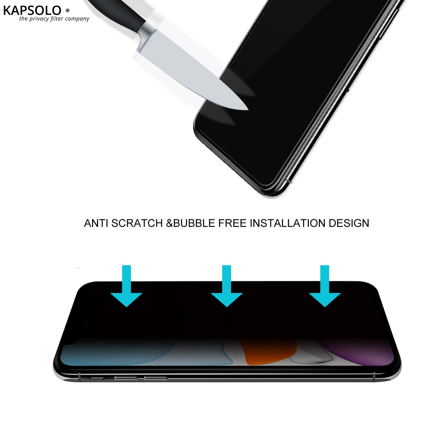 KAPSOLO  Blickschutzfilter Displayglas, vollflächiges gehärtetes Privacy Schutzglas / Temperglas mit abgerundete Kanten, schützen sie ihre sensiblen und privaten Daten vor unerwünschten Blicken für Apple iPhone 8 Plus 