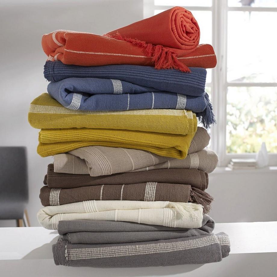 La Redoute Intérieurs Nedo Gestreifter Sofa-Überwurf mit Fransen  