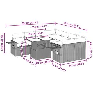 VidaXL Ensemble de canapés de jardin rotin synthétique  