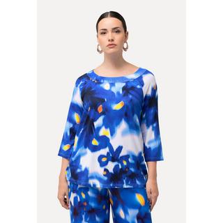 Ulla Popken  Maglia classica con fiori, scollo a girocollo e maniche a 3/4 