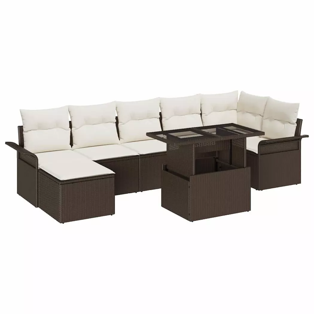 vidaXL Ensemble de canapé de jardin 8 pc Marron Poly rotin