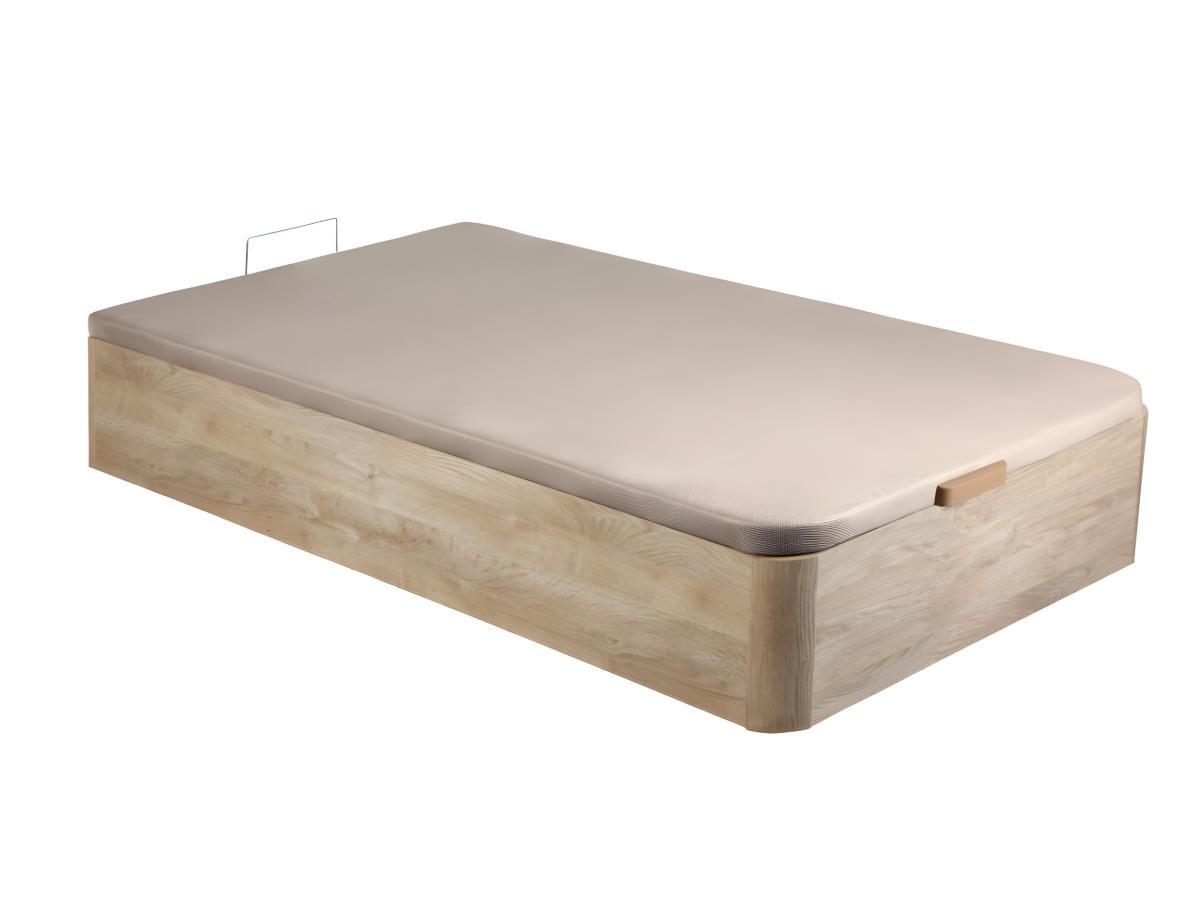 Vente-unique Ensemble 90 x 190 cm sommier coffre naturel clair + matelas mémoire de forme ép.15cm - PELOPS de DREAMEA  