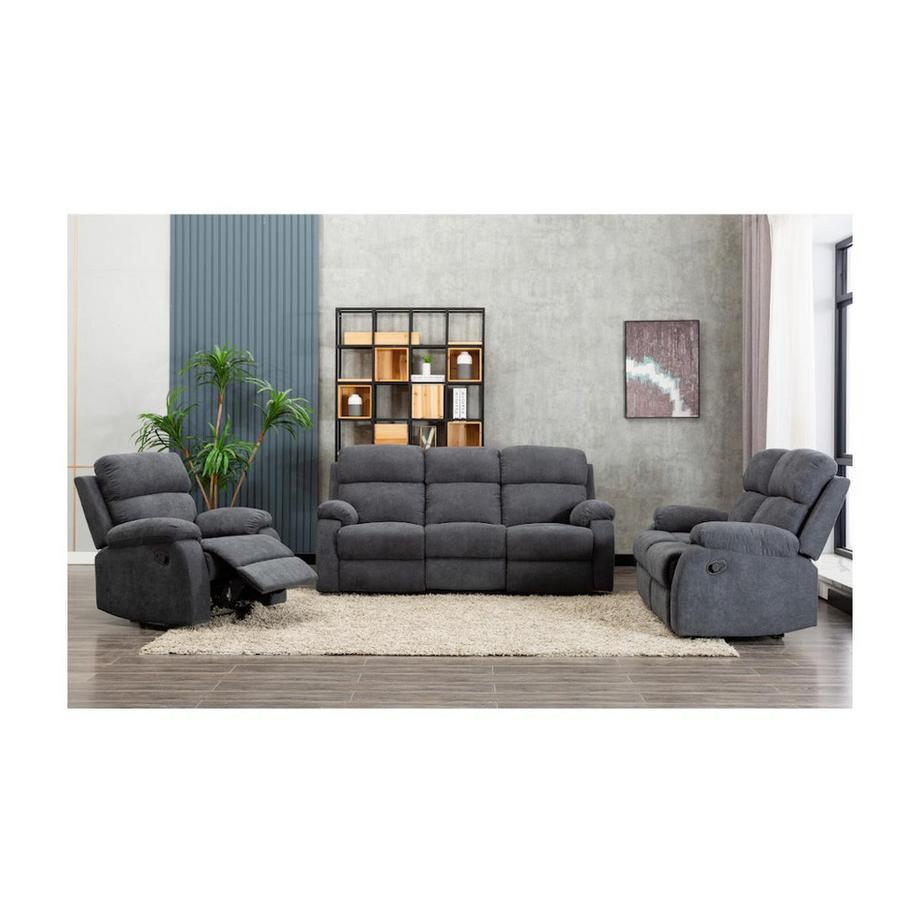 Vente-unique Canapé 3 places relax en tissu TOLZANO - Anthracite  