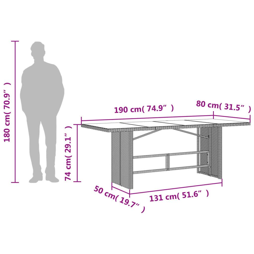 VidaXL Table de jardin rotin synthétique  