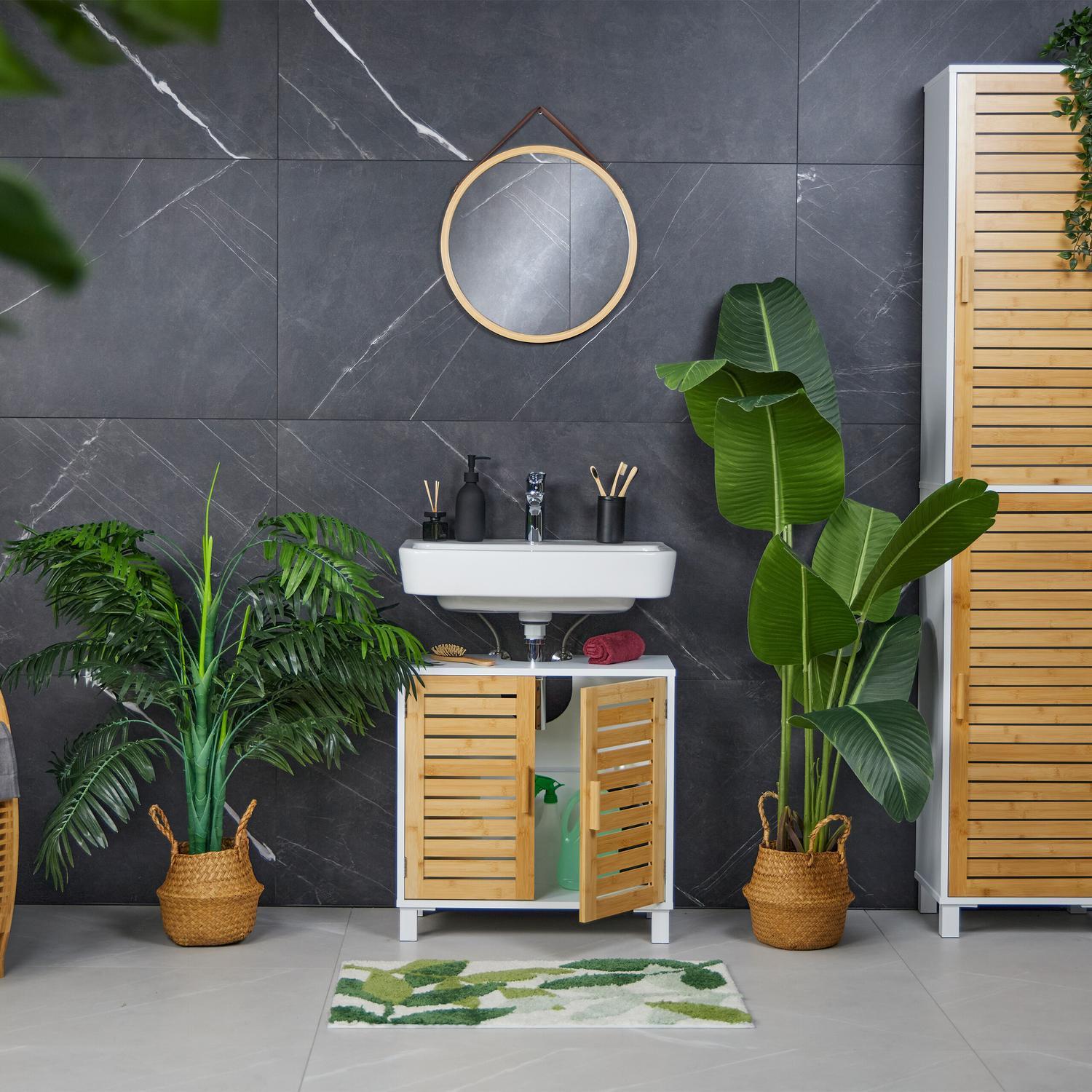 Northix Meuble vasque avec portes en bambou  