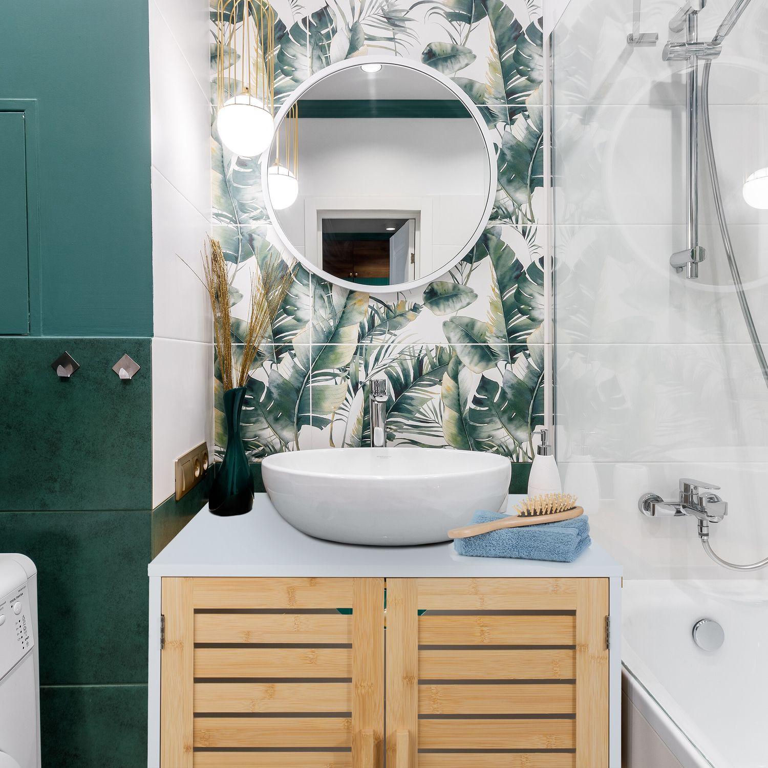 Northix Meuble vasque avec portes en bambou  