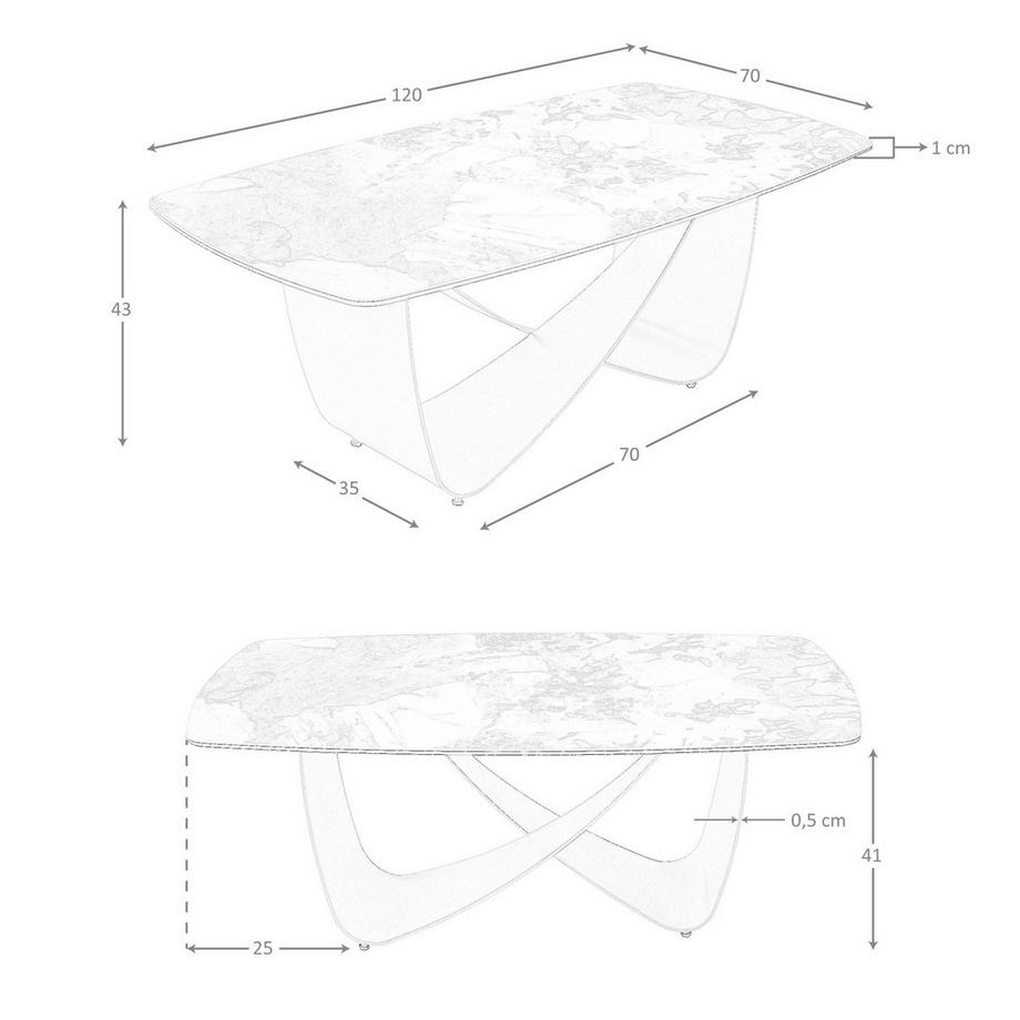ANGEL CERDA Tavolino ovale a botte in marmo porcellanato e acciaio metallizzato taupe  