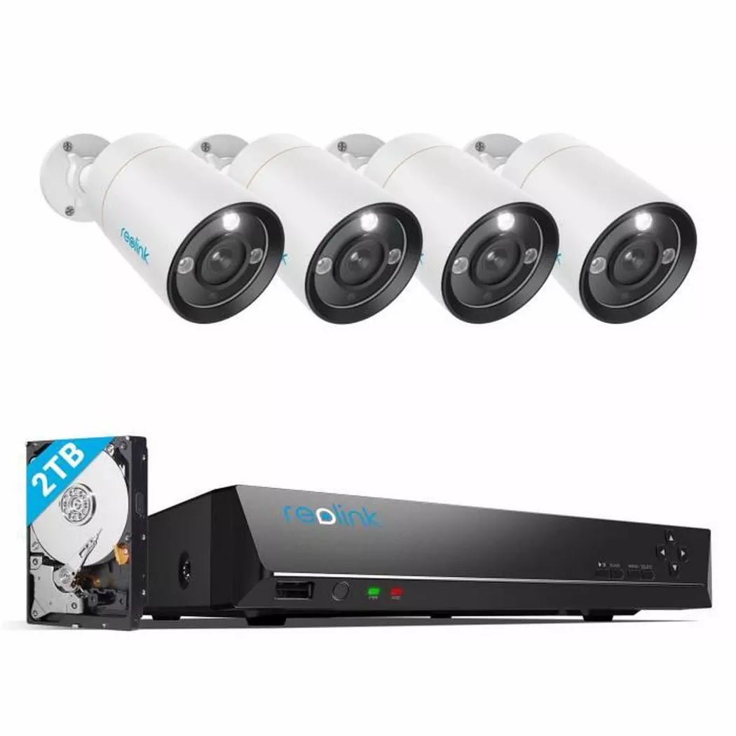 Reolink - NVS8-12MB4 8K PoE System mit 4 Kameras, Schwarz/Weiss, 170X155X90MM