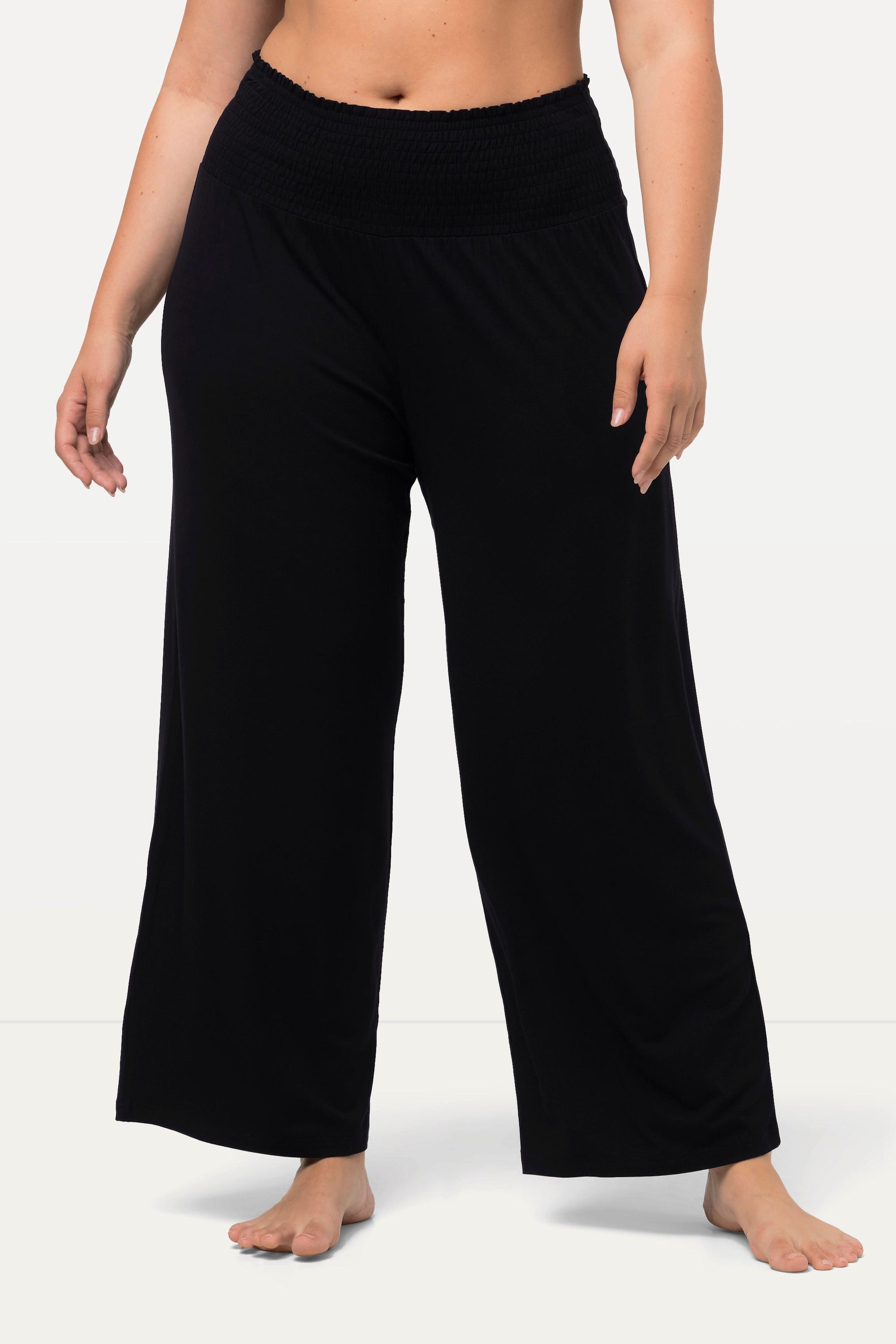 Ulla Popken  Pantalon Marlene à jambe large et taille élastique 