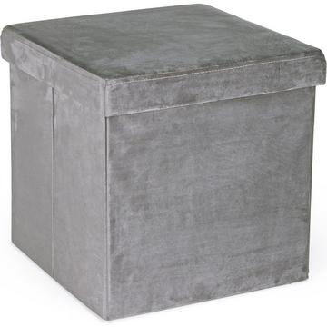 Pouf Camdem con vano contenitore grigio velluto 38x38