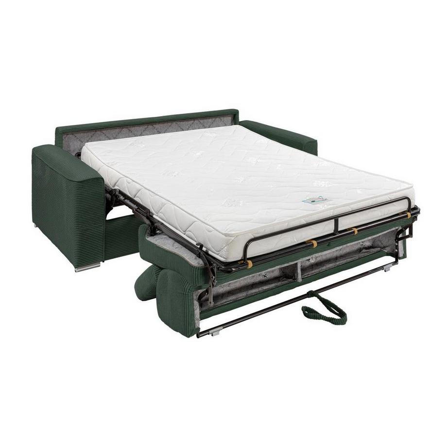 Vente-unique Canapé 3 places convertible express en velours côtelé vert - Couchage à lattes larges 140 cm - Matelas 14 cm - VIZIR  