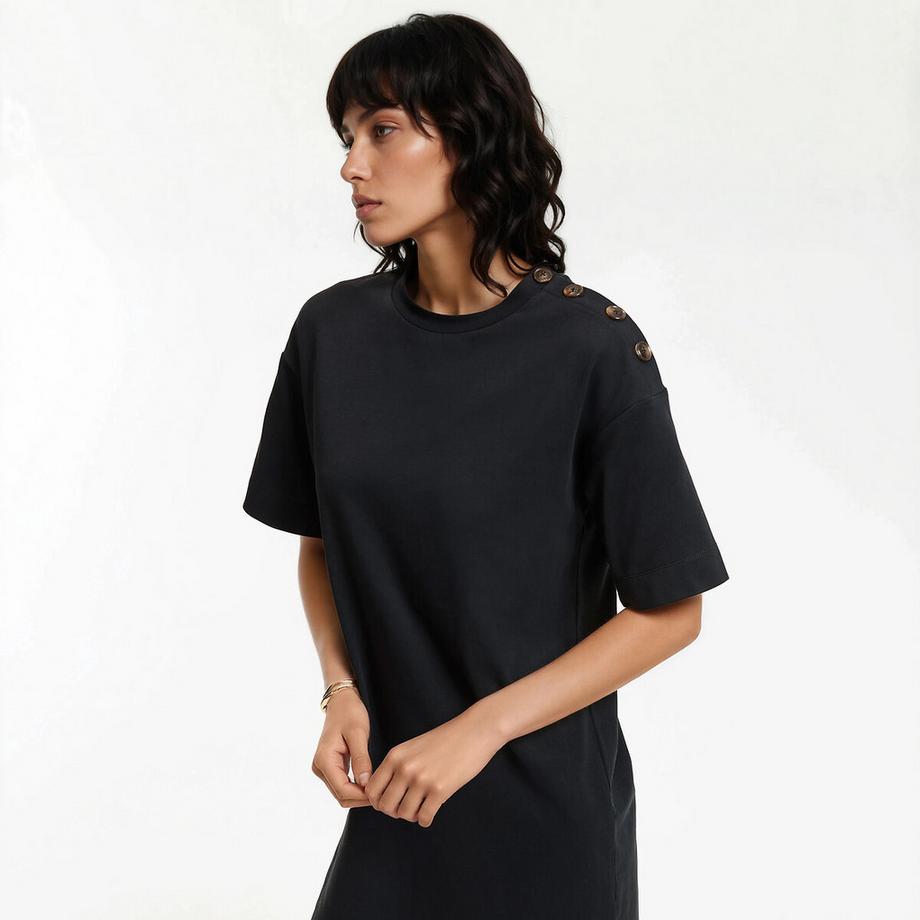 La Redoute Collections Robe T-shirt courte à boutons épaules  