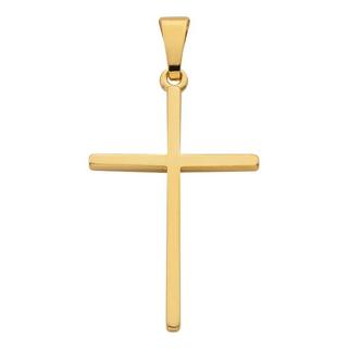 MUAU Schmuck  Pendentif croix en or jaune 750, 27x15mm 