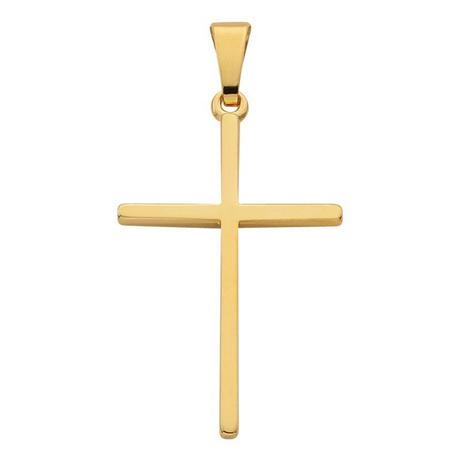 MUAU Schmuck  Pendentif croix en or jaune 750, 27x15mm 