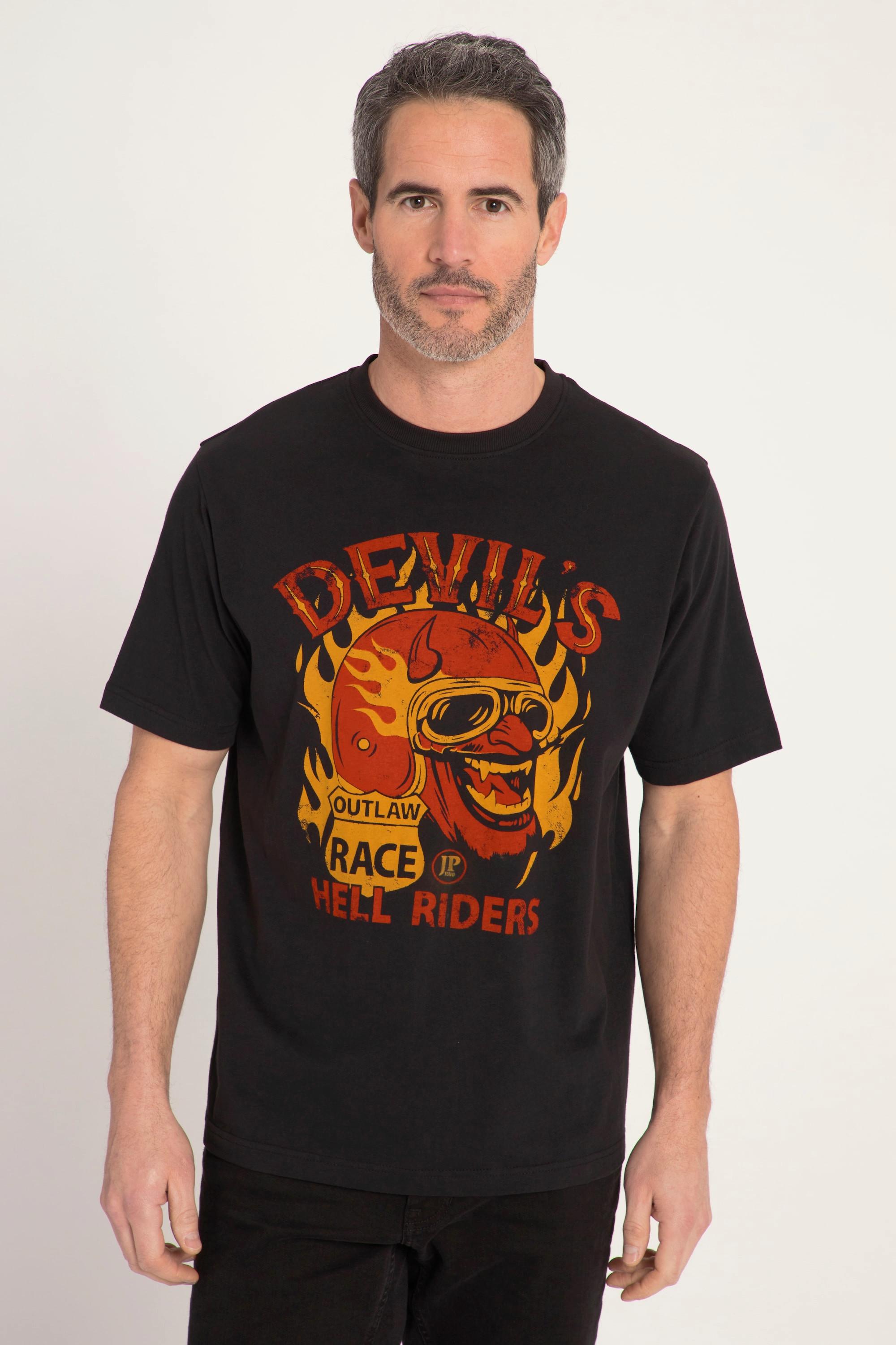 JP1880  T-Shirt, Halbarm, Diablo Print, Rundhals 