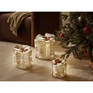 Beliani Weihnachtsdekoration 3er Set aus Kunststoff Klassisch JULSO  