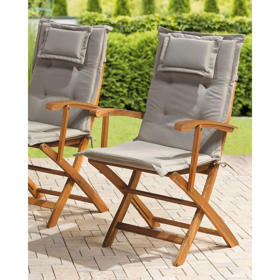 Beliani Set di 2 sedie da giardino con cuscini en Legno d'acacia Classico MAUI  