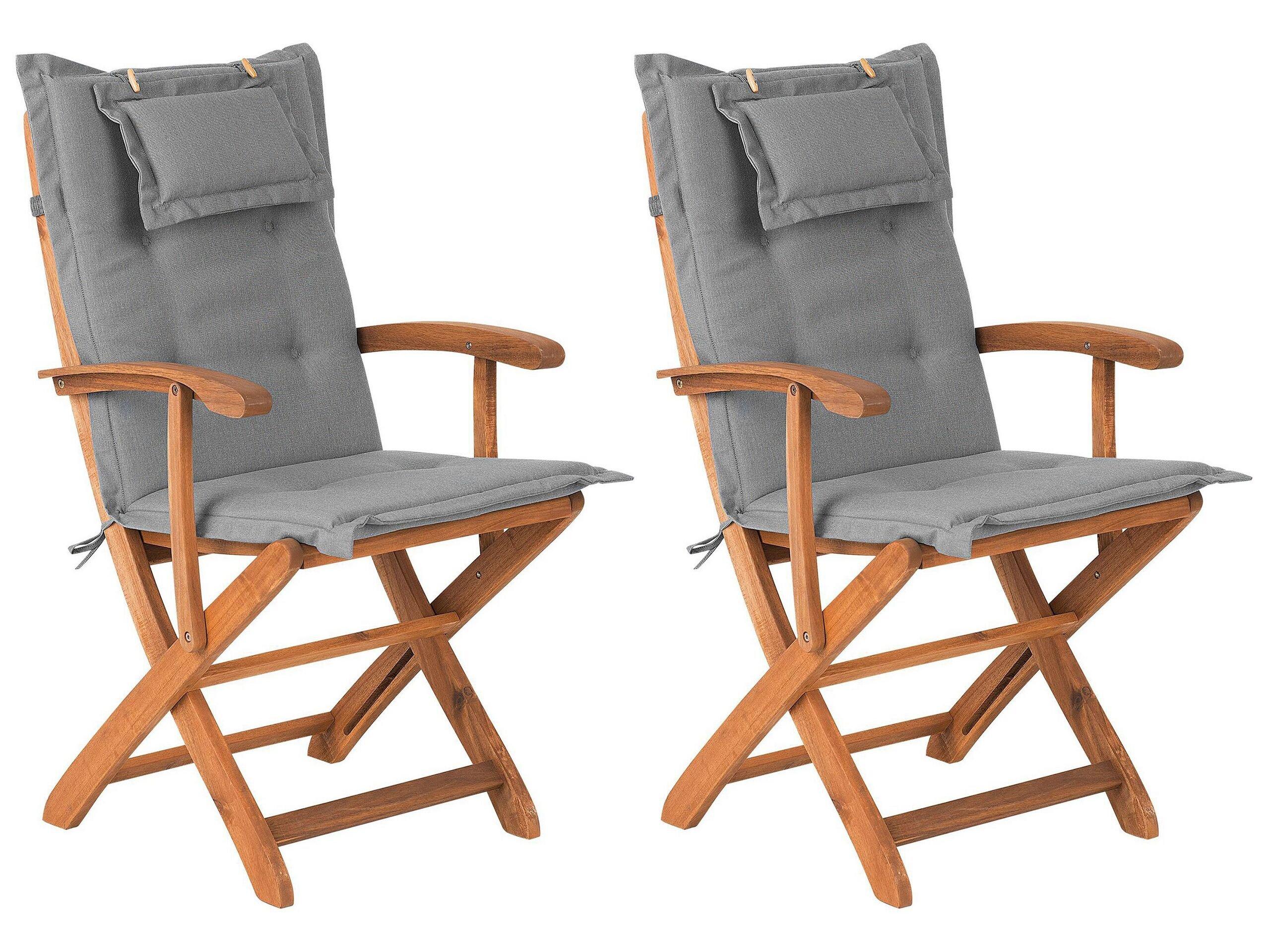 Beliani Lot de 2 chaises en Acacia Traditionnel MAUI  